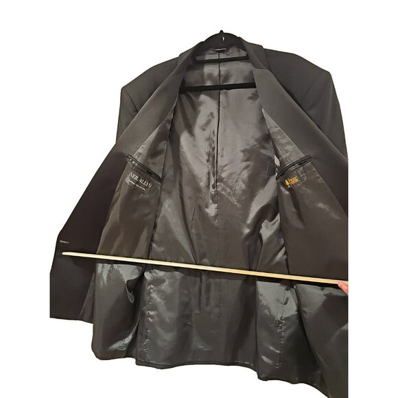 Neil Allyn Tuxedo Jacket Men 42R Black Wool Dinner Suit Coat Satin Lapel Formal - Picture 3 of 11